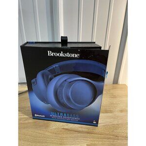 Brookstone ultra bass Wireless Headphones - Bluetooth BLUE brand new 8H